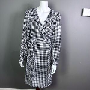 Banana Republic dress XL NEW wrap elephant polka dot pattern navy white office